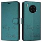 For Honor 50 Lite Smile Embossing RFID Leather Phone Case(Peacock Green) - 3