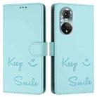 For Honor 50 Pro Smile Embossing RFID Leather Phone Case(Mint Green) - 3