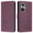 For Honor 50 Pro Smile Embossing RFID Leather Phone Case(Violet) - 3