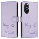 For Honor 50 SE Smile Embossing RFID Leather Phone Case(Light Purple) - 3