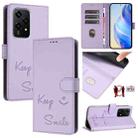 For Honor 200 Lite Global Smile Embossing RFID Leather Phone Case(Light Purple) - 1