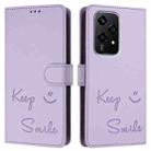 For Honor 200 Lite Global Smile Embossing RFID Leather Phone Case(Light Purple) - 3