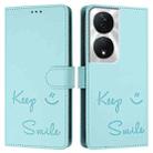 For Honor 90 Smart 5G Global Smile Embossing RFID Leather Phone Case(Mint Green) - 3