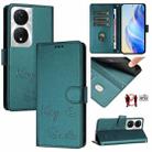 For Honor 90 Smart 5G Global Smile Embossing RFID Leather Phone Case(Peacock Green) - 1