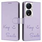 For Honor 90 Smart 5G Global Smile Embossing RFID Leather Phone Case(Light Purple) - 3