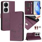 For Honor 90 Smart 5G Global Smile Embossing RFID Leather Phone Case(Violet) - 1