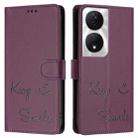 For Honor X7b 5G Global / 4G Global Smile Embossing RFID Leather Phone Case(Violet) - 3