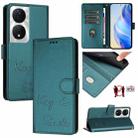 For Honor Play 50 Plus 5G Smile Embossing RFID Leather Phone Case(Peacock Green) - 1