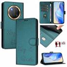 For Honor X9c 5G Global Smile Embossing RFID Leather Phone Case(Peacock Green) - 1