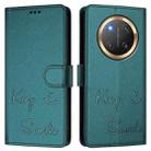 For Honor X9c 5G Global Smile Embossing RFID Leather Phone Case(Peacock Green) - 3