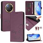 For Honor X9c 5G Global Smile Embossing RFID Leather Phone Case(Violet) - 1