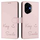 For Honor 300 5G Smile Embossing RFID Leather Phone Case(Pink) - 2