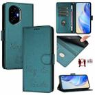 For Honor 300 5G Smile Embossing RFID Leather Phone Case(Peacock Green) - 1