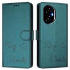 For Honor 300 5G Smile Embossing RFID Leather Phone Case(Peacock Green) - 2