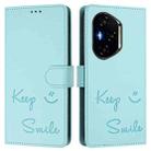 For Honor 300 Pro 5G / 300 Ultra 5G Smile Embossing RFID Leather Phone Case(Mint Green) - 2
