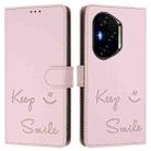 For Honor 300 Pro 5G / 300 Ultra 5G Smile Embossing RFID Leather Phone Case(Pink) - 2