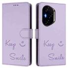 For Honor 300 Pro 5G / 300 Ultra 5G Smile Embossing RFID Leather Phone Case(Light Purple) - 2