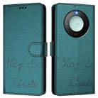 For Honor X9c Smart 5G Smile Embossing RFID Leather Phone Case(Peacock Green) - 2