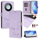 For Honor X9c Smart 5G Smile Embossing RFID Leather Phone Case(Light Purple) - 1