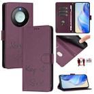 For Honor X9c Smart 5G Smile Embossing RFID Leather Phone Case(Violet) - 1