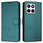 For Honor X8c 4G Global Smile Embossing RFID Leather Phone Case(Peacock Green) - 2