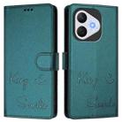 For Honor 400 Lite Smile Embossing RFID Leather Phone Case(Peacock Green) - 2