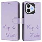 For Honor 400 Lite Smile Embossing RFID Leather Phone Case(Light Purple) - 2