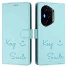 For Honor 400 Smile Embossing RFID Leather Phone Case(Mint Green) - 2