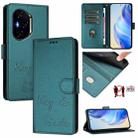 For Honor 400 Smile Embossing RFID Leather Phone Case(Peacock Green) - 1