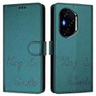 For Honor 400 Smile Embossing RFID Leather Phone Case(Peacock Green) - 2