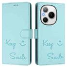 For Honor Power 5G Smile Embossing RFID Leather Phone Case(Mint Green) - 2