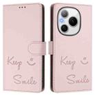 For Honor Power 5G Smile Embossing RFID Leather Phone Case(Pink) - 2