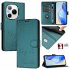 For Honor Power 5G Smile Embossing RFID Leather Phone Case(Peacock Green) - 1