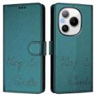 For Honor Power 5G Smile Embossing RFID Leather Phone Case(Peacock Green) - 2