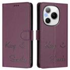 For Honor Power 5G Smile Embossing RFID Leather Phone Case(Violet) - 2
