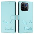 For Honor X6c 4G Smile Embossing RFID Leather Phone Case(Mint Green) - 2