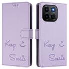 For Honor X6c 4G Smile Embossing RFID Leather Phone Case(Light Purple) - 2