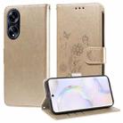 For OPPO A1 / A98 / F23 5G Embossed Butterfly Flowers Leather Phone Case(Gold) - 1