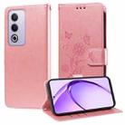 For OPPO A3 Pro 5G Global / India Embossed Butterfly Flowers Leather Phone Case(Rose Gold) - 1