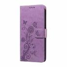 For OPPO A3x 4G / A3x 5G India Embossed Butterfly Flowers Leather Phone Case(Purple) - 2