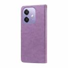 For OPPO A3x 4G / A3x 5G India Embossed Butterfly Flowers Leather Phone Case(Purple) - 3
