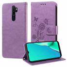 For OPPO A9 2020 / A11x / A5 2020 / A11 Embossed Butterfly Flowers Leather Phone Case(Purple) - 1