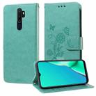 For OPPO A9 2020 / A11x / A5 2020 / A11 Embossed Butterfly Flowers Leather Phone Case(Green) - 1