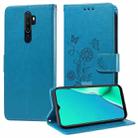 For OPPO A9 2020 / A11x / A5 2020 / A11 Embossed Butterfly Flowers Leather Phone Case(Blue) - 1