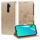 For OPPO A9 2020 / A11x / A5 2020 / A11 Embossed Butterfly Flowers Leather Phone Case(Gold) - 1