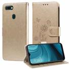 For OPPO A12 / A12s / A11k Embossed Butterfly Flowers Leather Phone Case(Gold) - 1