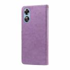 For OPPO A17 4G Global / A17k Global Embossed Butterfly Flowers Leather Phone Case(Purple) - 3