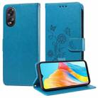 For OPPO A38 4G Global / A18 4G Embossed Butterfly Flowers Leather Phone Case(Blue) - 1