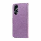 For OPPO A58 4G Embossed Butterfly Flowers Leather Phone Case(Purple) - 3