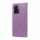 For OPPO A77 4G / 5G / A77s 4G Global Embossed Butterfly Flowers Leather Phone Case(Purple) - 3